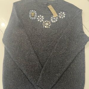J. Crew Gray Embellished Women's Sweater